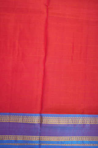 Floral Zari Border Plain Scarlet Red Nine Yards Silk Saree