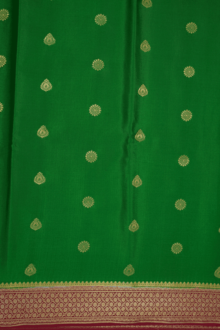 Floral Zari Buttas Royal Green Mysore Silk Saree