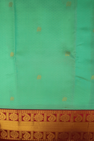 Floral Zari Buttas Seafoam Green Kanchipuram Silk Saree