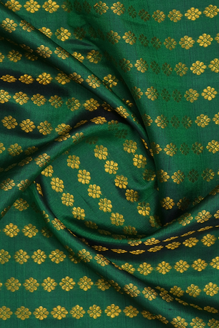 Floral Zari Buttis Emerald Green Kanchipuram Silk Dupatta