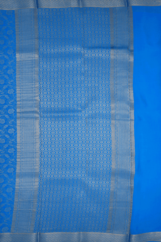 Floral Zari Design Cerulean Blue Mysore Silk Saree