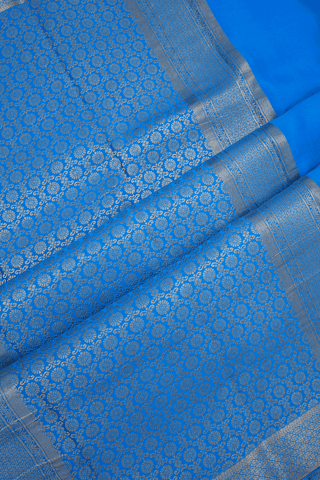 Floral Zari Design Cerulean Blue Mysore Silk Saree