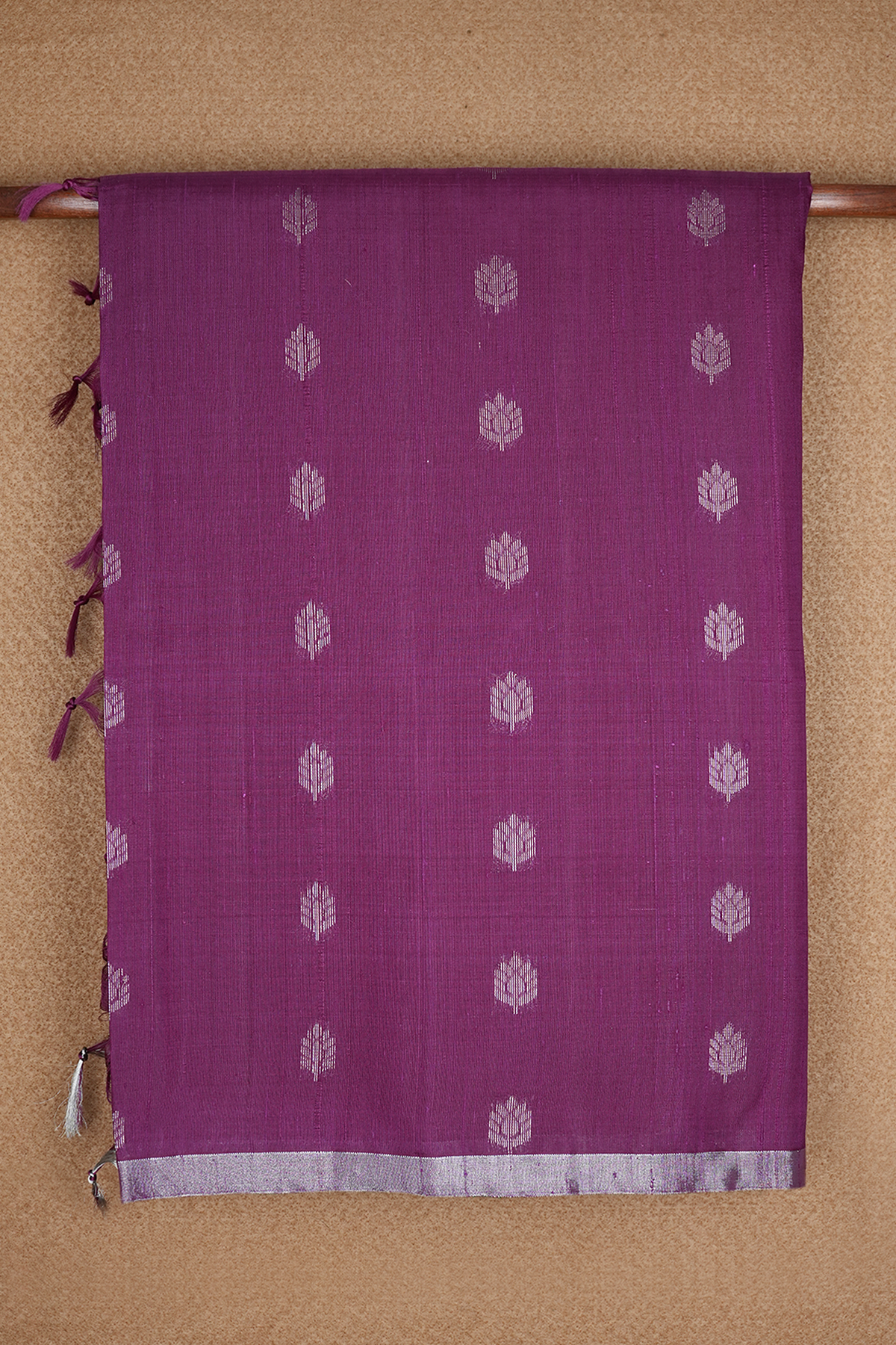 Floral Zari Motifs Grape Purple Raw Silk Saree