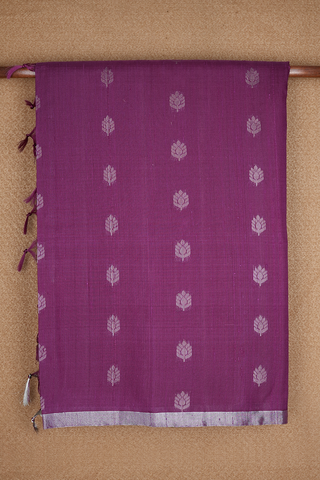 Floral Zari Motifs Grape Purple Raw Silk Saree