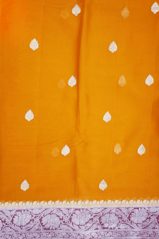 Floral Zari Motifs Ochre Orange Chiffon Saree