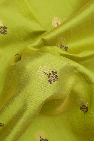 Floral Zari Motifs Pear Green Jute Saree