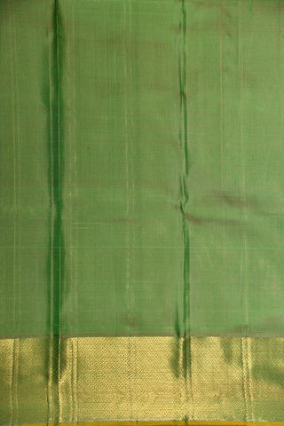 Zari Border With Jacquard Flower Design Parrot Green Kanchipuram Silk Saree