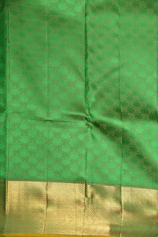 Zari Border With Jacquard Flower Design Parrot Green Kanchipuram Silk Saree