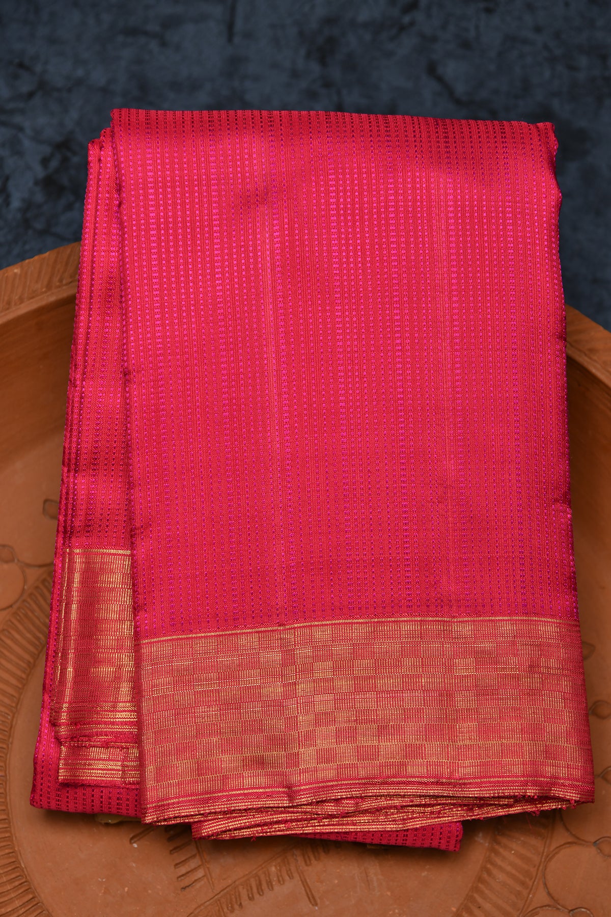 Zari Border With Self Jacquard Magenta Pink Kanchipuram Silk Saree