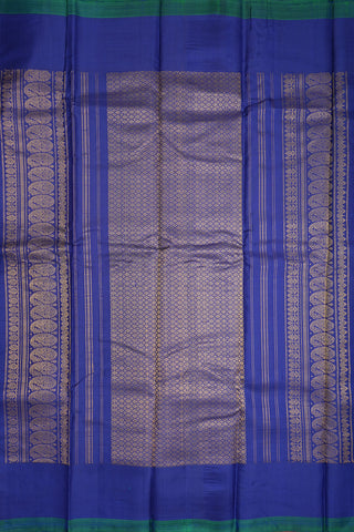 Temple Threadwork Border With Checks Lime Green Gadwal Silk Cotton Saree