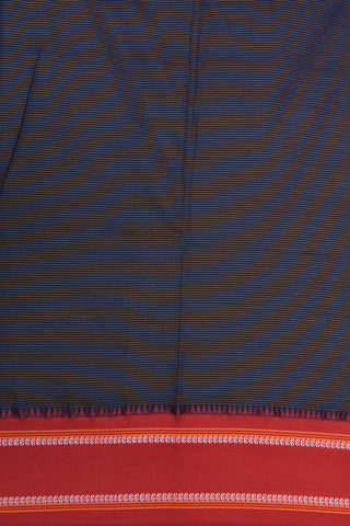 Ganga Jamuna Border In Stripes Navy Blue Dharwad Cotton Saree