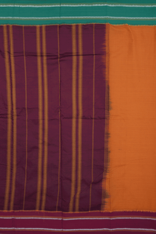 Ganga Jamuna Border Ochre Orange Dharwad Cotton Saree