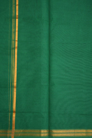 Chevron Pattern Zari Border Emerald Green Cotton Dhoti