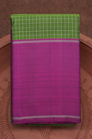 Checks With Plain Border Green Kanchipuram Silk Saree