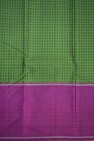 Checks With Plain Border Green Kanchipuram Silk Saree