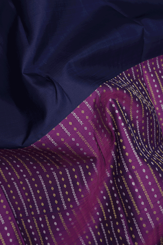 Half And Half Color Purple Navy Blue Kanchipuram Silk Saree