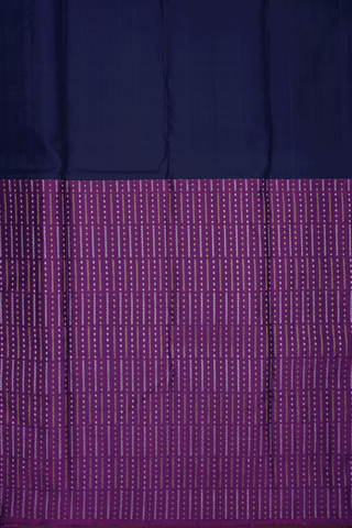 Half And Half Color Purple Navy Blue Kanchipuram Silk Saree