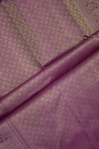 Half And Half Color Purple Navy Blue Kanchipuram Silk Saree