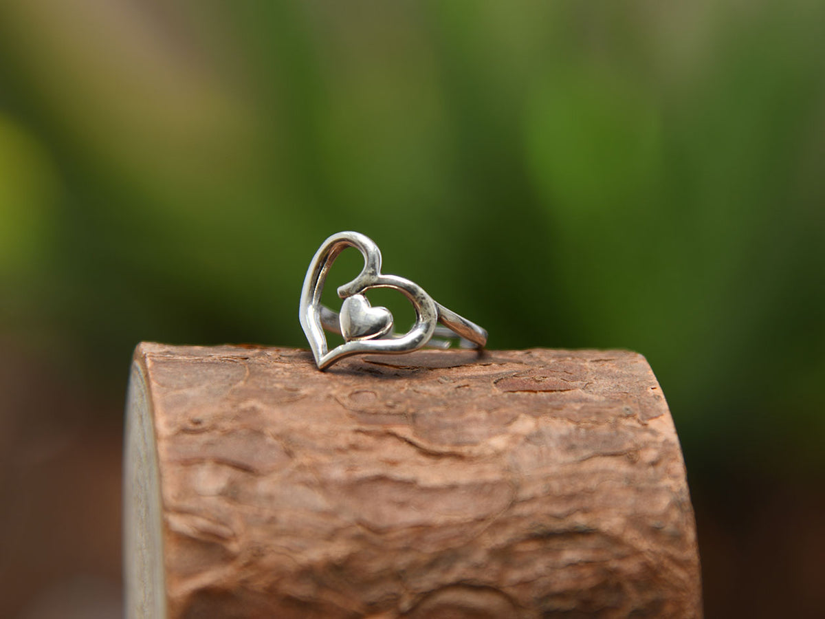 925 Sterling Silver Ring Heart Shape Crown Design Inlaid - Temu