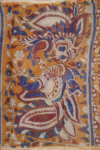 Human Figure And Animal Printed Multicolor Kalamkari Kota Saree