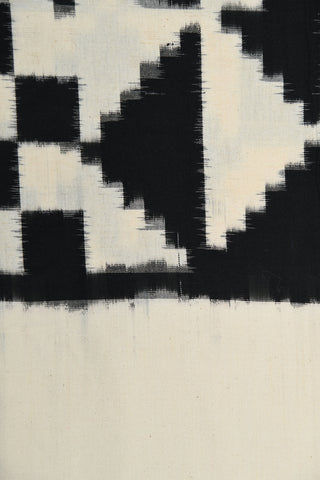 Ikat Design Black And Off White Cotton Double Bedspread