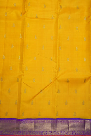 Contrast Korvai Zari Border Mango Yellow Kanchipuram Silk Saree