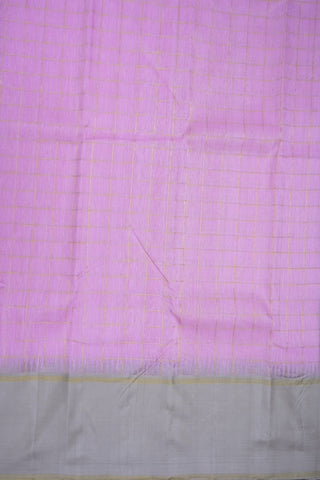 Contrast Temple Border Light Rose Pink Silk Linen Kanchipuram Saree