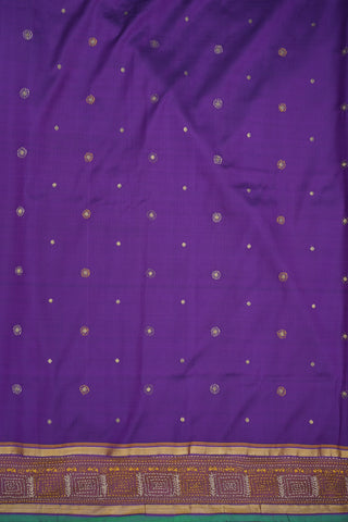 Kantha Work Purple Kanchipuram Silk Saree