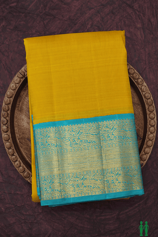 Korvai Zari Border Sunflower Yellow Kanchipuram Silk Saree