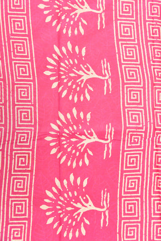 Leaf Design Bagru Printed Deep Yellow Hyderabad Cotton Saree