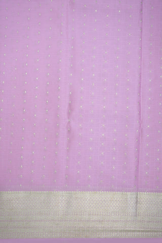 Self Jacquard Checks Silver Zari Lilac Mysore Silk Saree