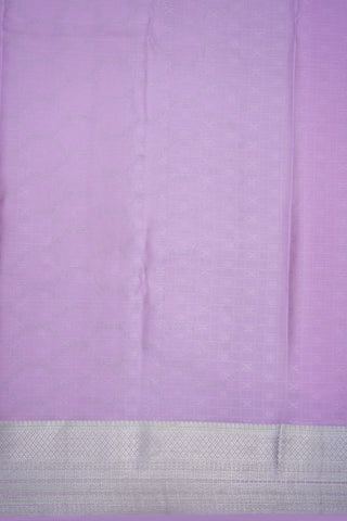 Self Jacquard Checks Silver Zari Lilac Mysore Silk Saree