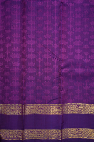 Lotus Threadwork Design Purple Rose Kanchipuram Silk Saree