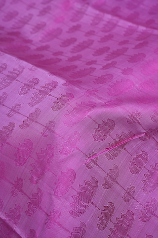 Lotus Threadwork Design Purple Rose Kanchipuram Silk Saree