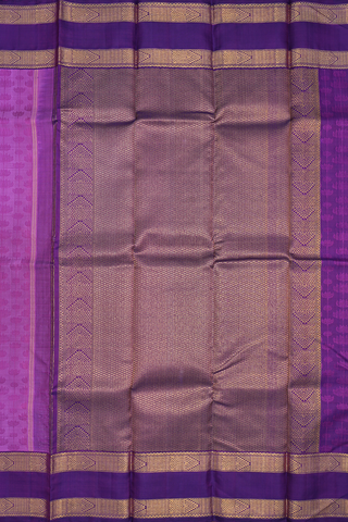 Lotus Threadwork Design Purple Rose Kanchipuram Silk Saree