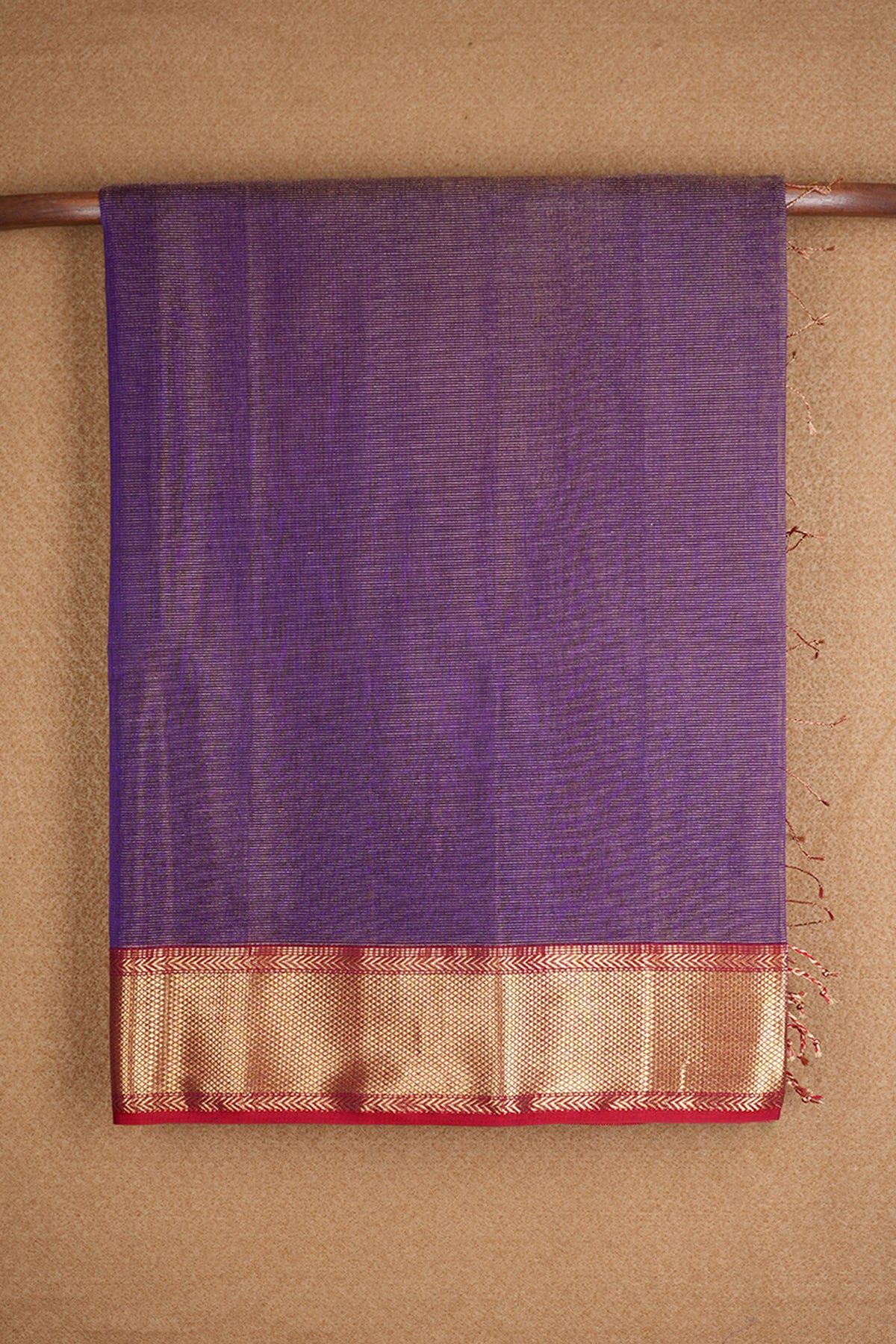 Kuyil Kann Zari Border With Zari Stripes Purple Maheswari Silk Cotton Saree