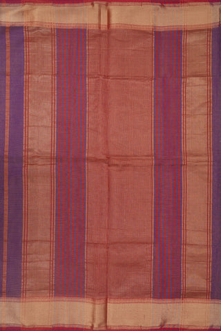 Kuyil Kann Zari Border With Zari Stripes Purple Maheswari Silk Cotton Saree