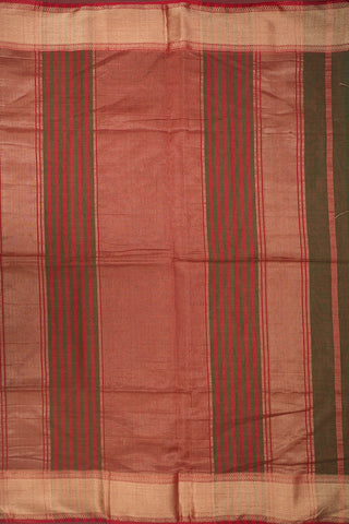 Kuyil Kann Zari Border With Zari Stripes Olive Green Maheswari Silk Cotton Saree