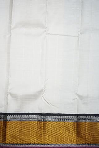 Mayil Kann Threadwork Border White Kanchipuram Silk Saree