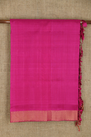 Mayilkan Zari Border In Plain Magenta Pink Mangalagiri Silk Saree