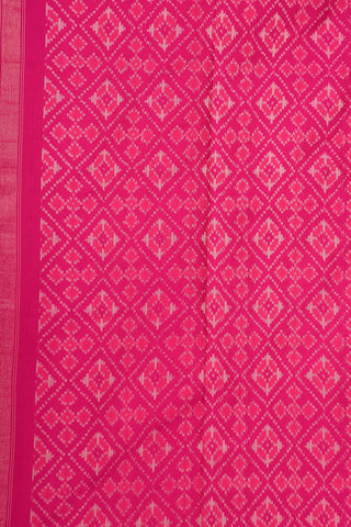 Multicolor Plain Border With Chevron Design Magenta Pink Pochampally Silk Saree