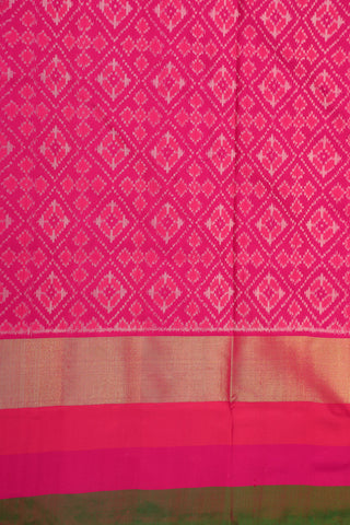 Multicolor Plain Border With Chevron Design Magenta Pink Pochampally Silk Saree