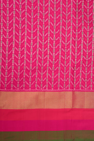 Multicolor Plain Border With Chevron Design Magenta Pink Pochampally Silk Saree