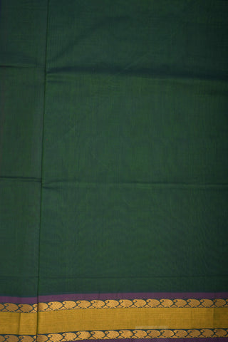 Paisley Zari Border Plain Forest Green Venkatagiri Cotton Saree