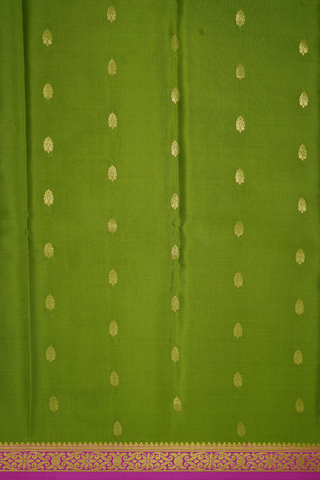 Paisley Zari Buttas Fern Green Mysore Silk Saree