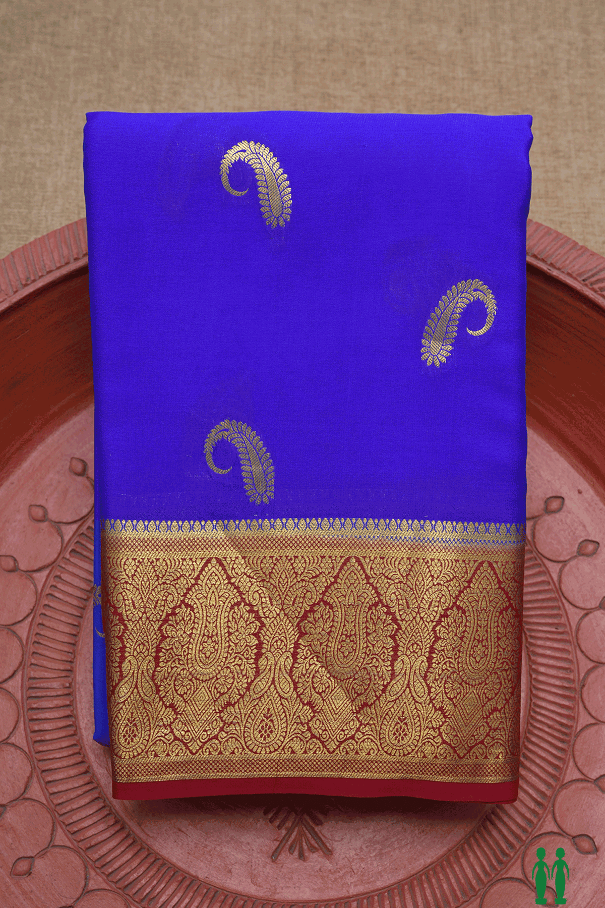 Paisley Zari Motifs Royal Blue Mysore Silk Saree