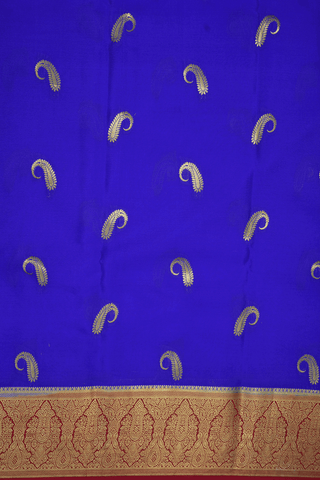 Paisley Zari Motifs Royal Blue Mysore Silk Saree