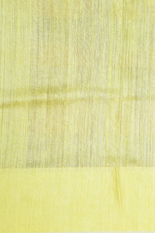 Patola Design Triangle Border In Plain Lemon Yellow Linen Tussar Silk Saree