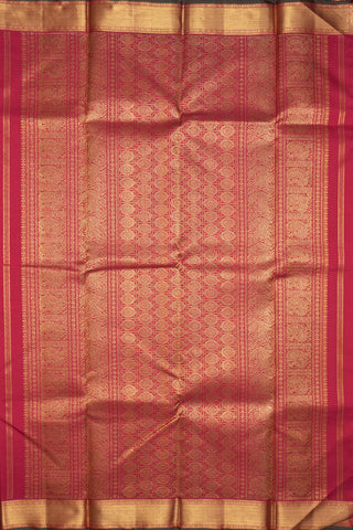 Peacock And Chakram Motifs Ruby Red Kanchipuram Silk Saree