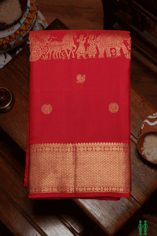 Chilli Red Traditional Kanchipuram Silk Saree